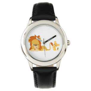 Cute Cartoon Lion Dad and Cub Watch