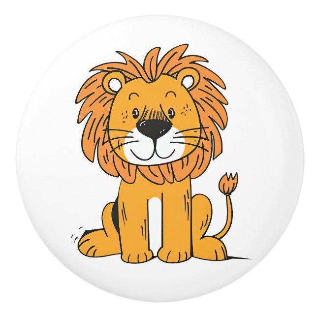 Cute cartoon lion decoration ceramic knob (Front)