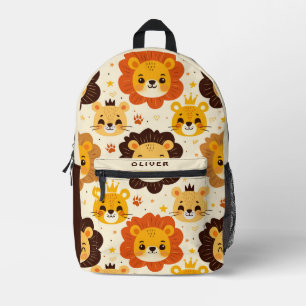 Cute Cartoon Lion Faces Printed Backpack