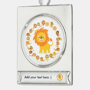Cute Cartoon Lion Mandala Banner Ornament