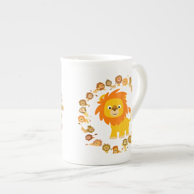 Cute Cartoon Lion Mandala Bone China Mug (Front Right)