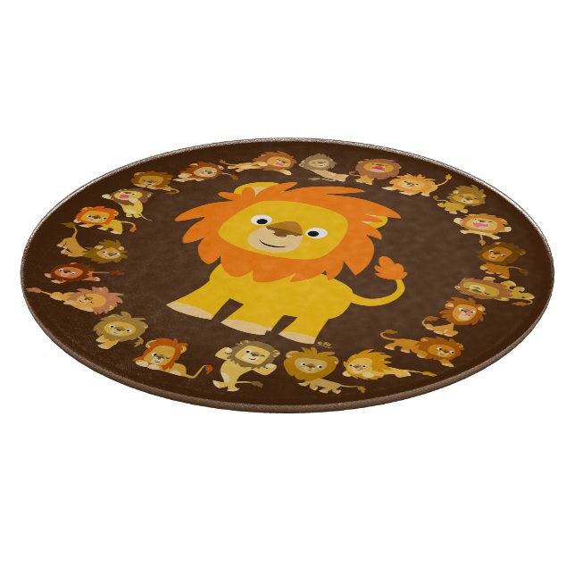 Cute Cartoon Lion Mandala Cutting Board (Corner)