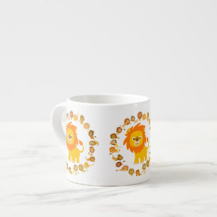 Cute Cartoon Lion Mandala Espresso Mug