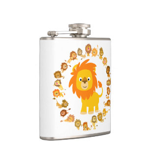 Cute Cartoon Lion Mandala Hip Flask