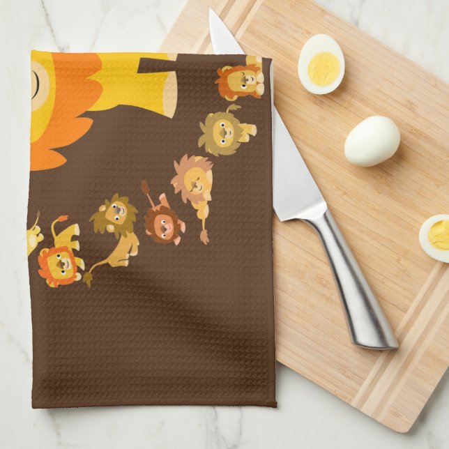 Cute Cartoon Lion Mandala Kitchen Towel (Quarter Fold)