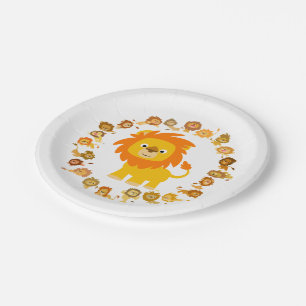 Cute Cartoon Lion Mandala Paper Plates