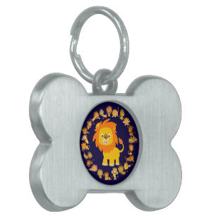 Cute Cartoon Lion Mandala Pet Tag