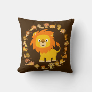 Cute Cartoon Lion Mandala Pillow