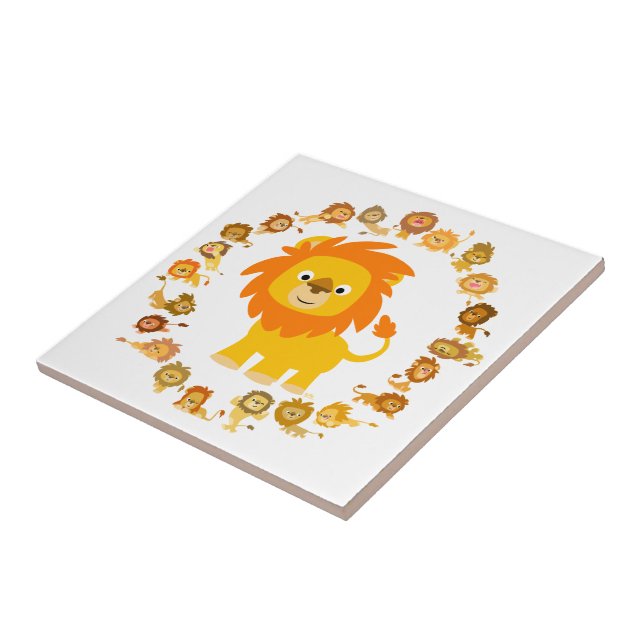 Cute Cartoon Lion Mandala Tile (Side)
