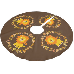 Cute Cartoon Lion Mandala Tree Skirt