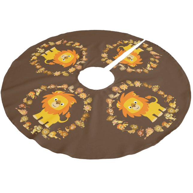 Cute Cartoon Lion Mandala Tree Skirt (Angled)