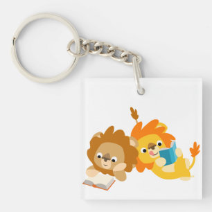 Cute Cartoon Lion Readers Acrylic Keychain