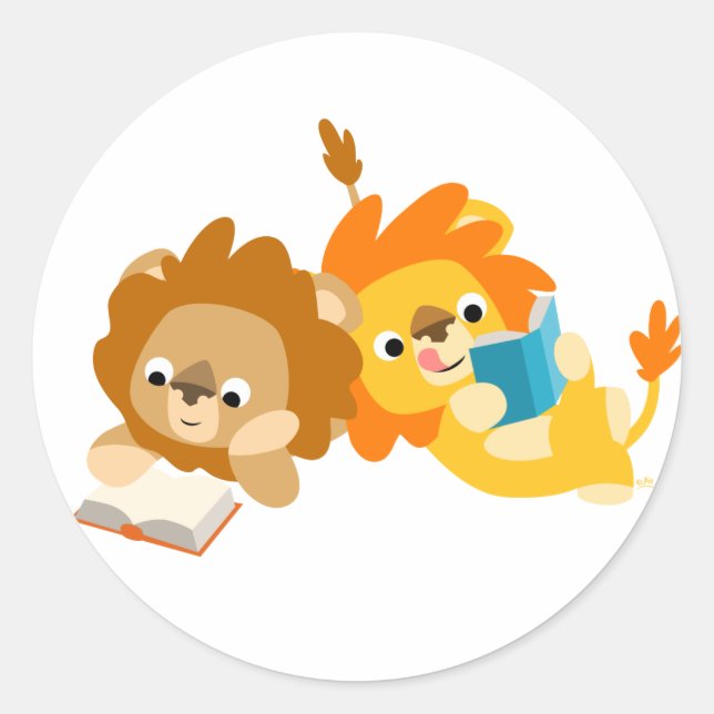 Cute Cartoon Lion Readers sticker (Front)