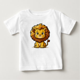 Cute Cartoon Lion with Big Mane Baby T-Shirt