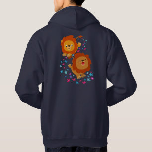 Cute Cartoon Lions In The Garden Hoodie (Back)