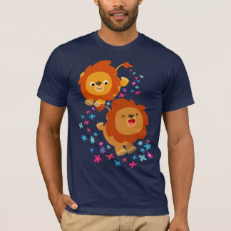 Cute Cartoon Lions In The Garden T-Shirt