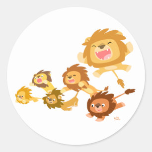 Cute Cartoon Lions' Parade Sticker