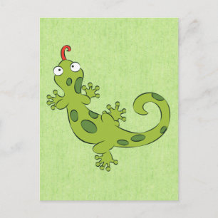 cute cartoon lizard postcard