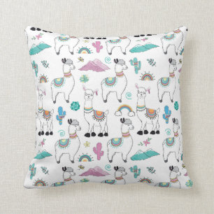 Cute Cartoon Llama Pattern Cushion