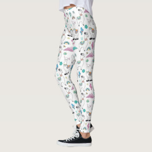 Cute Cartoon Llama Pattern Leggings