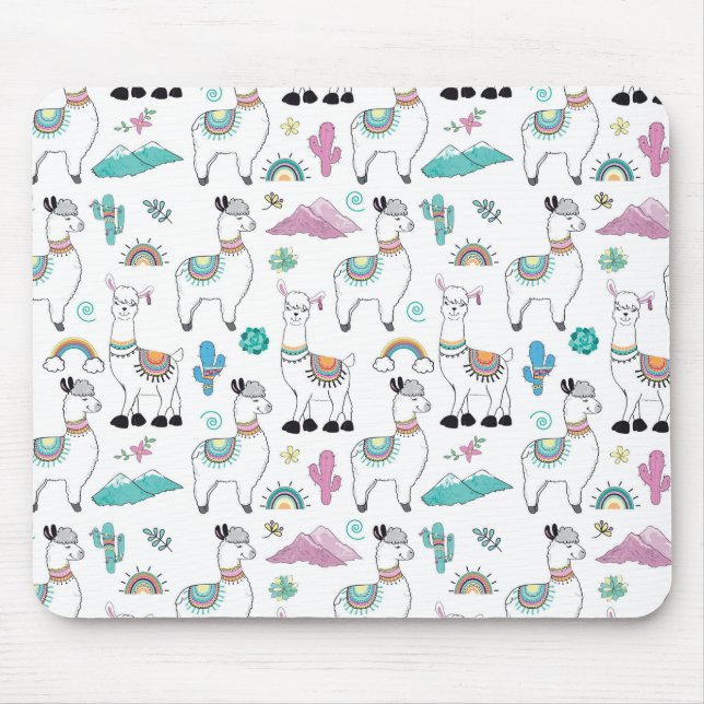 Cute Cartoon Llama Pattern Mouse Mat (Front)