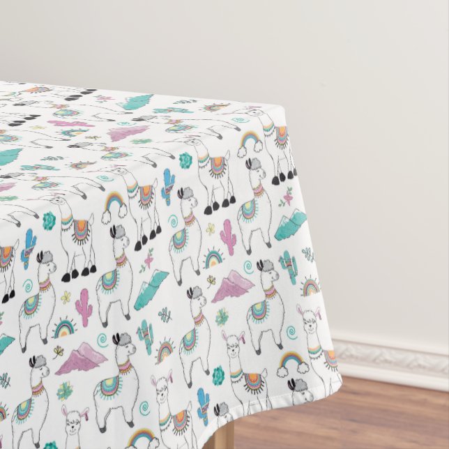 Cute Cartoon Llama Pattern Tablecloth (In Situ)