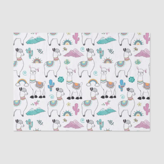 Cute Cartoon Llama Pattern Tissue Paper (Front)