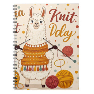 Cute Cartoon llama wearing a knit scarf Notebook