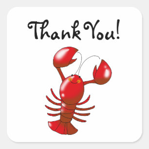 Cute cartoon lobster thank you square sticker