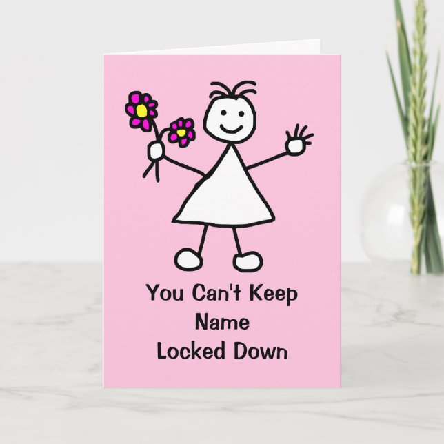 Cute Cartoon Lock Down Girl Card (Front)