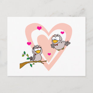 cute cartoon love birds postcard