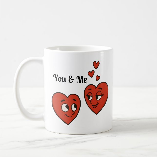 Cute Cartoon Love Hearts  Coffee Mug (Left)