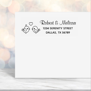 Cute Cartoon Lovebirds - Couple Address Self-inking Stamp