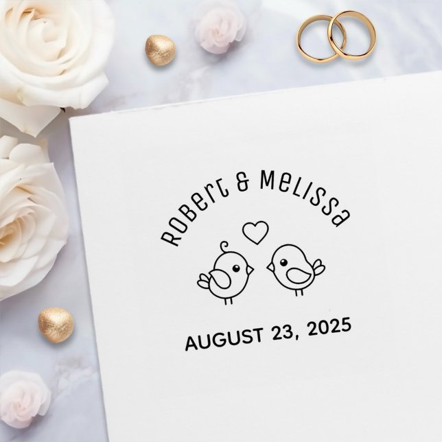 Cute Cartoon Lovebirds Couple Wedding Anniversary  Self-inking Stamp (Creator Uploaded)