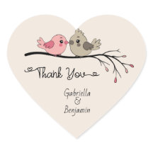 Cute Cartoon Lovebirds  Valentine’s Day Thank You