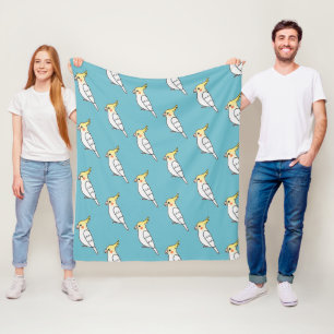 Cute Cartoon Lutino Cockatiel Birds Pattern Fleece Blanket