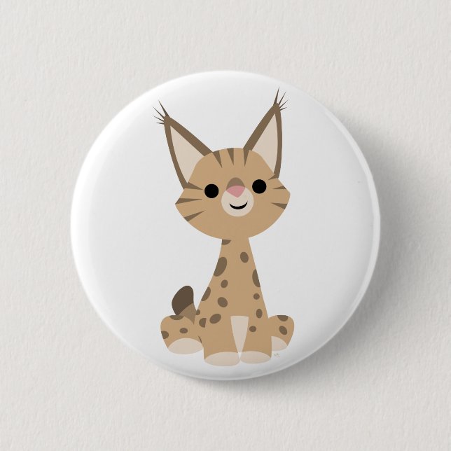 Cute Cartoon Lynx Button Badge (Front)