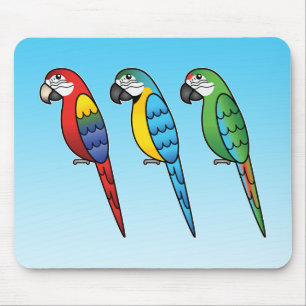 Cute Cartoon Macaw Parrot Birds Mouse Mat