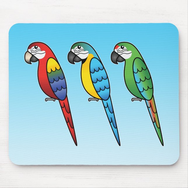 Cute Cartoon Macaw Parrot Birds Mouse Mat (Front)