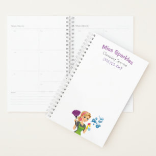 Cute Cartoon Maid House Cleaning Services Business Planner