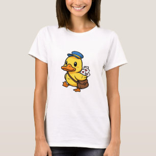 Cute Cartoon Mailman Duck Delivering Love Letters T-Shirt
