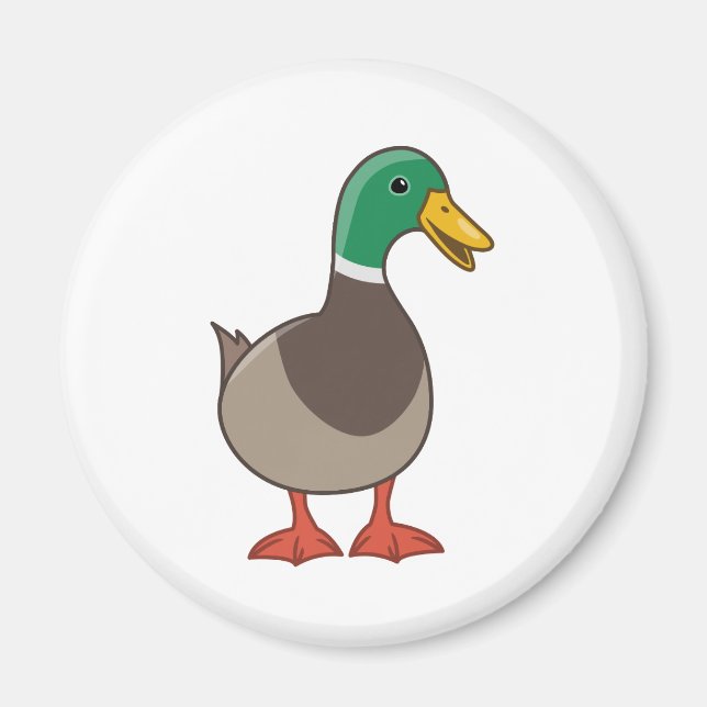 Cute Cartoon Mallard Duck Magnet (Front)