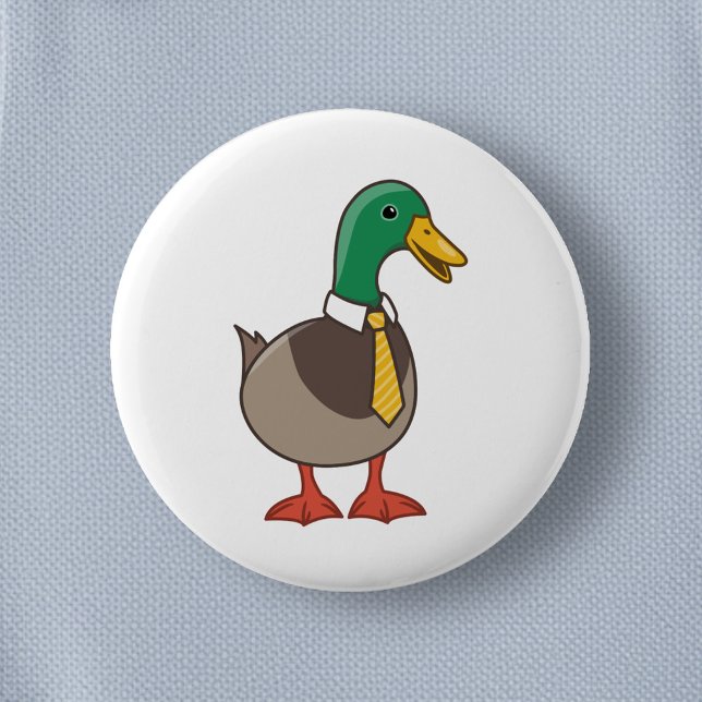 Cute Cartoon Mallard Duck with a Tie 6 Cm Round Badge (Creator Uploaded)