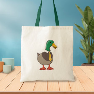 Cute Cartoon Mallard Duck with a Tie Tote Bag