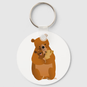 Cute Cartoon Mama Bear and cubs keychain