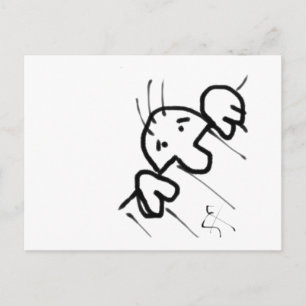 Cute Cartoon Man Peeking Over a Fence Postcard