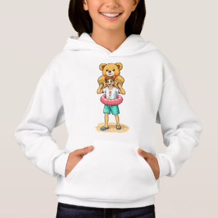 Cute Cartoon Man with Giant Teddy Bear Summer Fun