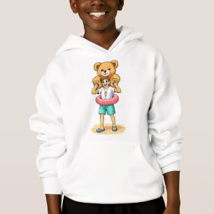 Cute Cartoon Man with Giant Teddy Bear Summer Fun
