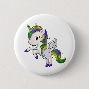 Cute Cartoon Mardi Gras Unicorn Pegasus 6 Cm Round Badge
