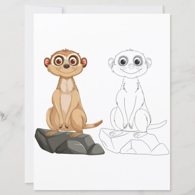 Cute Cartoon meerkat colouring page (Front)